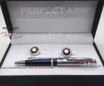 Perfect Replica - Montblanc Black And Stainless Steel Ballpoint Pen And Stainless Steel Cufflinks Set